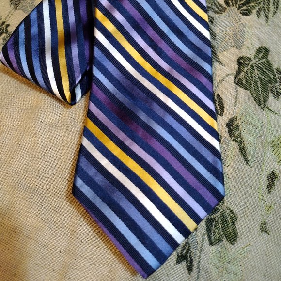 Tommy Hilfiger Other - Tommy Hilfiger || Midnight Blue Stripped Silk Tie